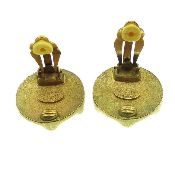 Chanel Button Earrings Black Clip-On - Picture 2 of 4